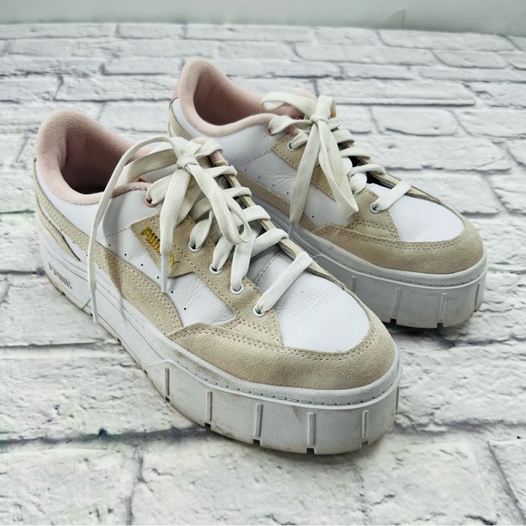 Puma Shoes - Puma Mayze Stack Sneaker Size 9.5 Cream Beige Platform Chunky Low Top Casual